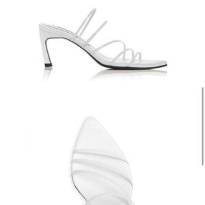 REIKE NEN Womens White Toe Sculpted Heel Slip On Leather Slide Sandals 38.5